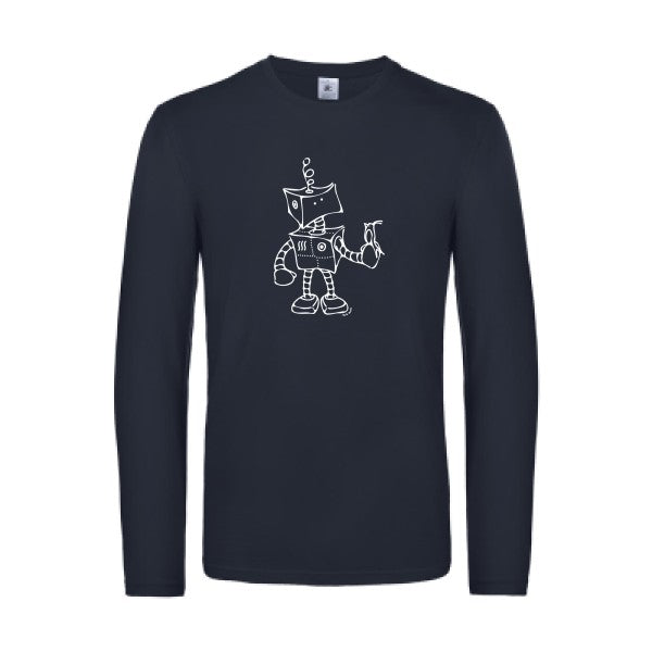 robot & bird - t shirt- manches- longues- original- humour- Navy impression Face