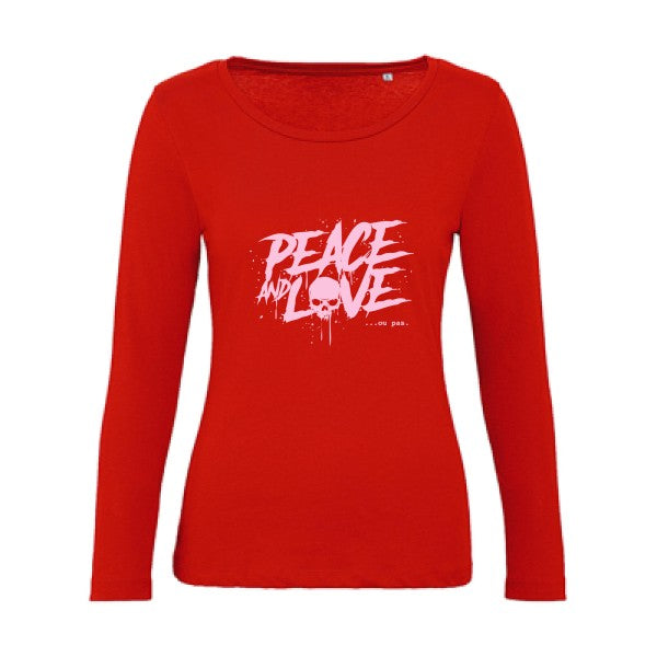 Peace or no peace Rose |   T shirt manches longues femme|100% bio