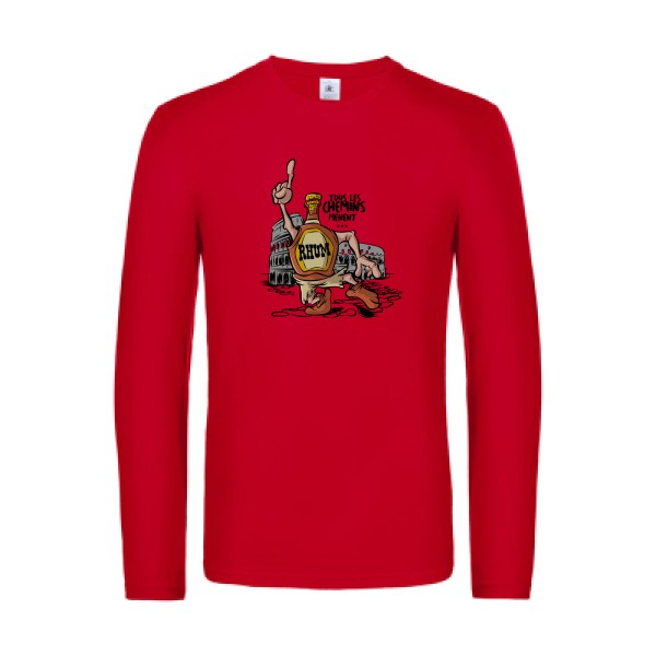 tous-les-chemins...-t-shirt-manches-longues-original-humour -Red