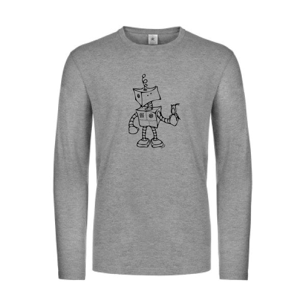 robot & bird - t shirt- manches- longues- original- humour- Sport Grey impression Face
