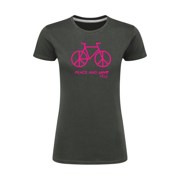 Peace and vélo Rose Fluo |T shirt original femme|SG