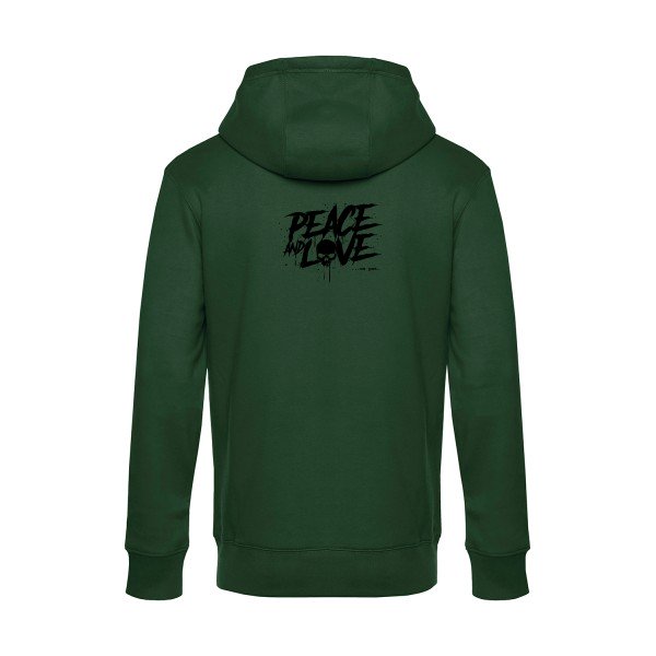 Peace-or-no-peace sweat shirt original Bottle Green flex Noir impression Dos