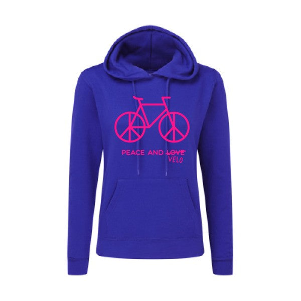 Peace and vélo Rose Fluo |Sweat original à capuche Femme