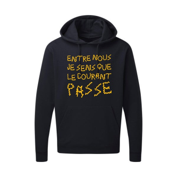 Entre nous, je sens que le courant passe ! |Sweat  capuche humoristique jaune Or 