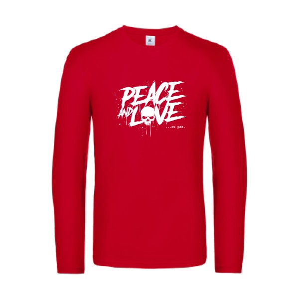 peace or no peace - t shirt- manches- longues- original- humour- Red impression Face