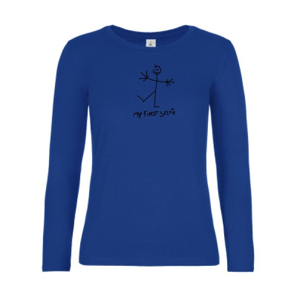 t-shirt lsl femme First-Selfie Royal Blue flex Noir