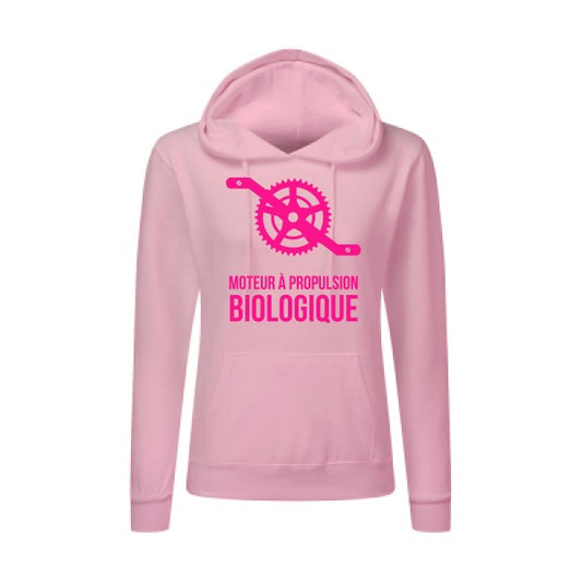 Cyclisme & écologie Rose Fluo |Sweat original à capuche Femme