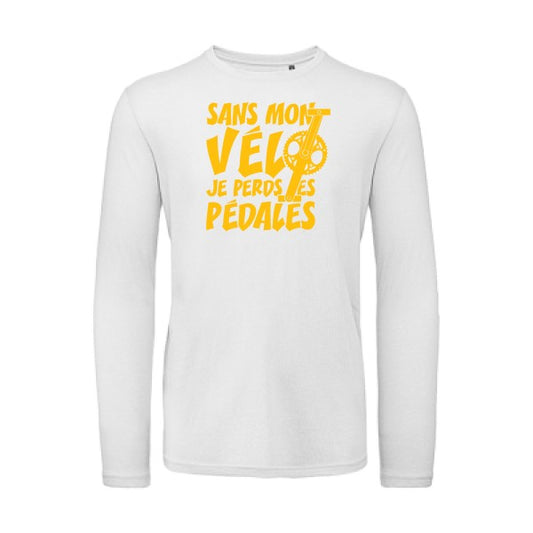 Sans mon vélo, je perds les pédales ! jaune Or |T shirt bio homme rigolo manches longues