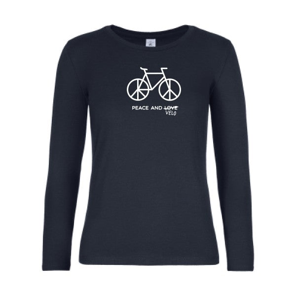 t-shirt lsl femme Peace-and-velo Navy flex blanc