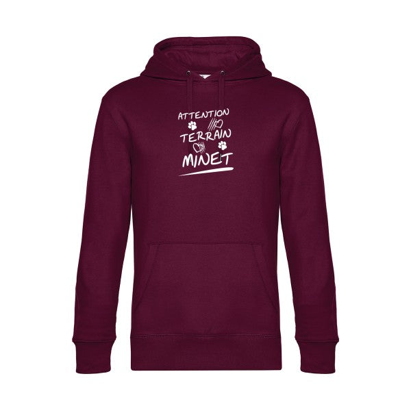 Attention-Terrain-Minet sweat shirt original Burgundy flex Blanc impression Face