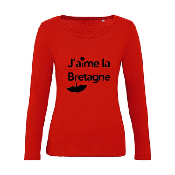 J'aime la Bretagne Noir |   T shirt manches longues femme|100% bio