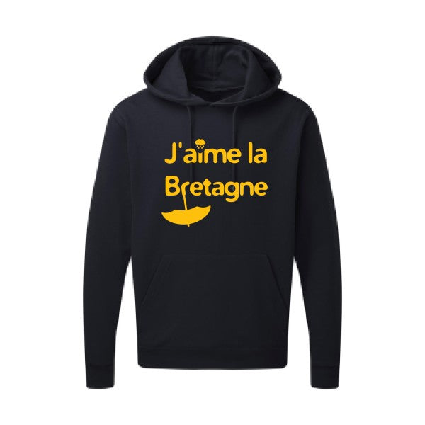 J'aime la Bretagne |Sweat  capuche humoristique jaune Or 