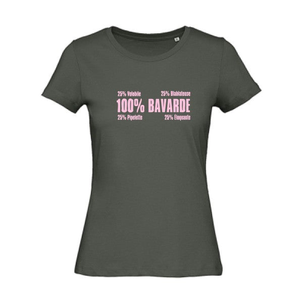 T shirt humour bio femme   femme bio|  Bavarde Rose 