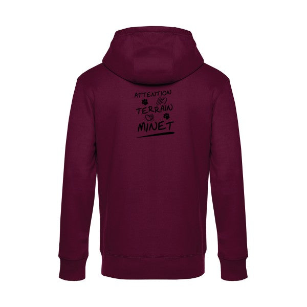 Attention-Terrain-Minet sweat shirt original Burgundy flex Noir impression Dos