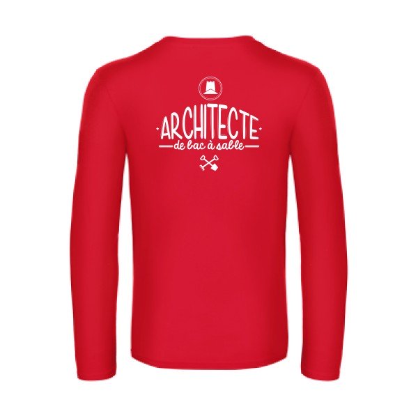 architecte de bac a sable - t shirt- manches- longues- original- humour- Red impression Dos