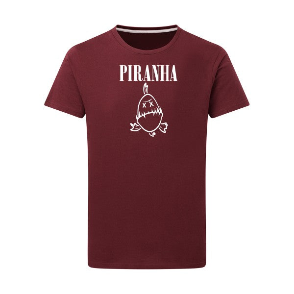 Piranha -Flex Blanc sur T-shirt SG  Burgundy  2XL