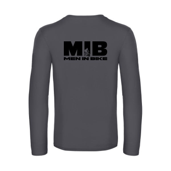 men in bike - t shirt- manches- longues- original- humour- Dark Grey impression Dos