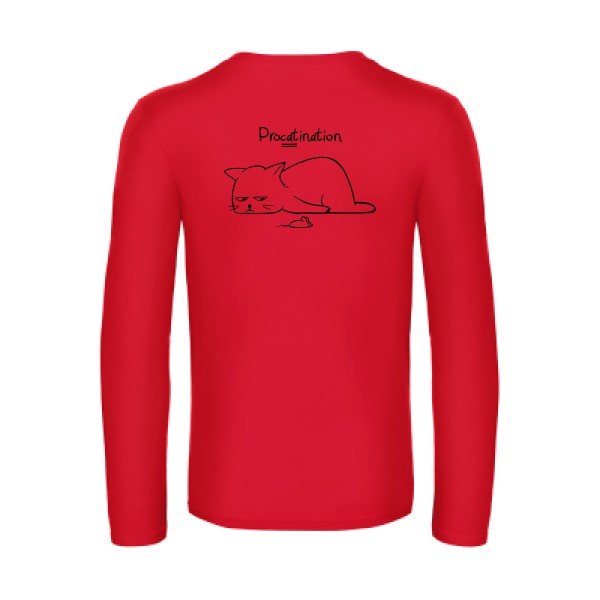 procatination - t shirt- manches- longues- original- humour- Red impression Dos