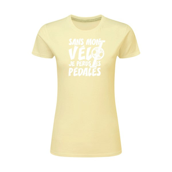 Sans mon vélo, je perds les pédales ! | Blanc |T shirt original femme|SG