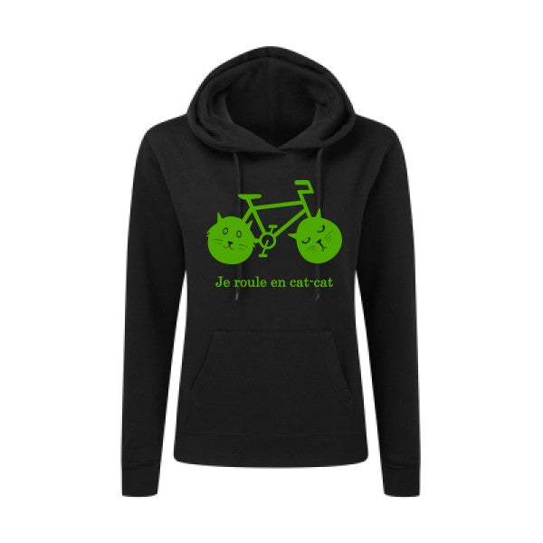 cat-cat bike Vert pomme |Sweat original à capuche Femme