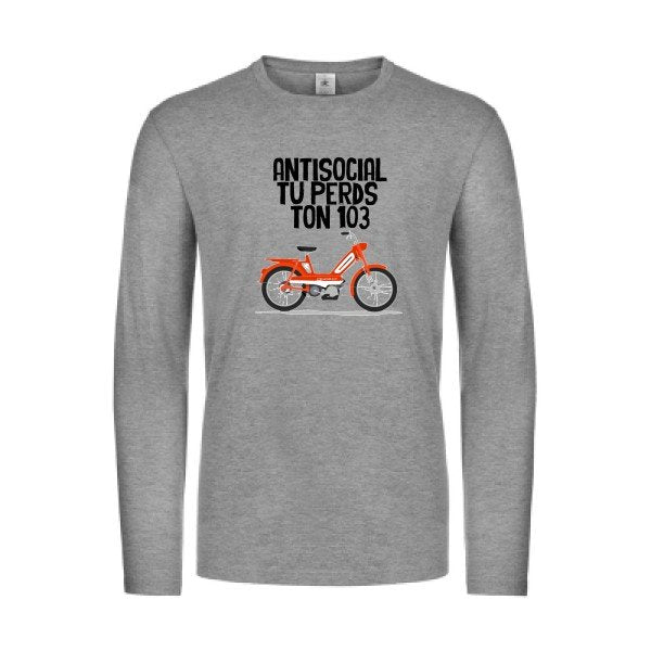 antisocial-t-shirt-manches-longues-original-humour -Sport Grey