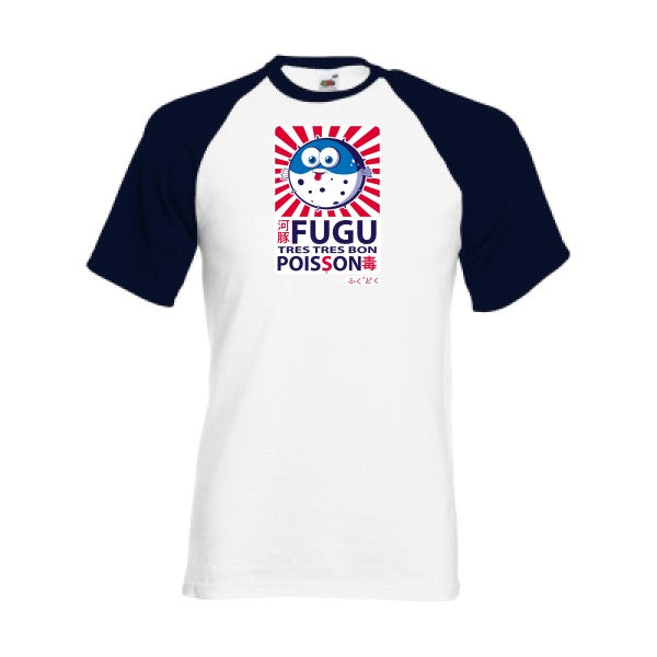 T-shirt fruit of the loom baseball  Fugu  couleur White/Deep Navy