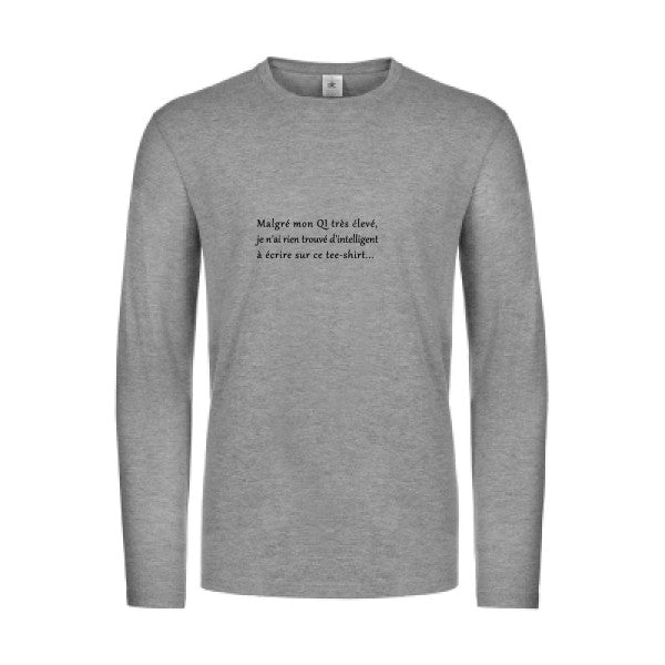 qi - t shirt- manches- longues- original- humour- Sport Grey impression Face