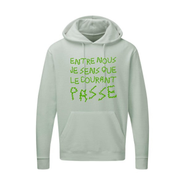 Entre nous, je sens que le courant passe ! |Sweat  capuche humoristique Vert pomme 