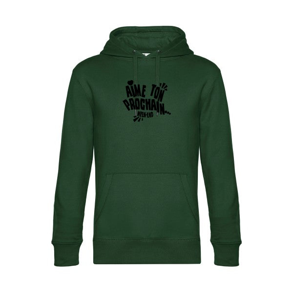 Aime-ton-prochain-! sweat shirt original Bottle Green flex Noir impression Face