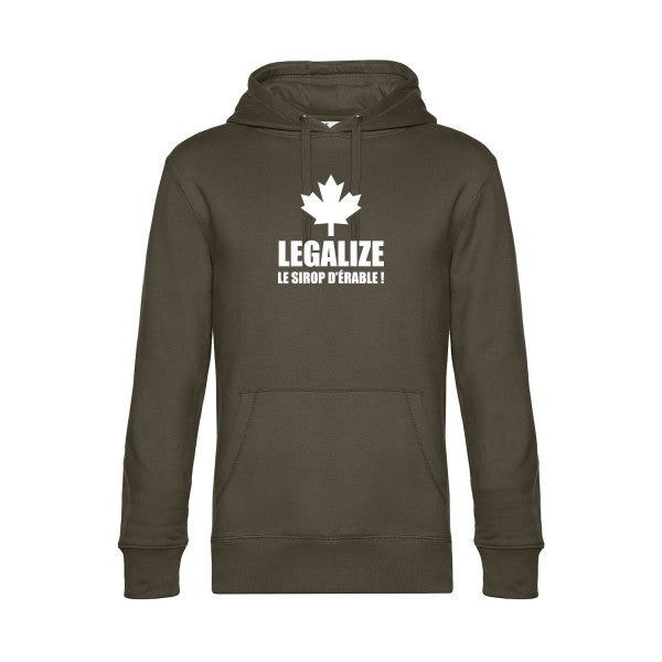 Legalize-le-sirop-d-erable sweat shirt original Khaki flex Blanc impression Face