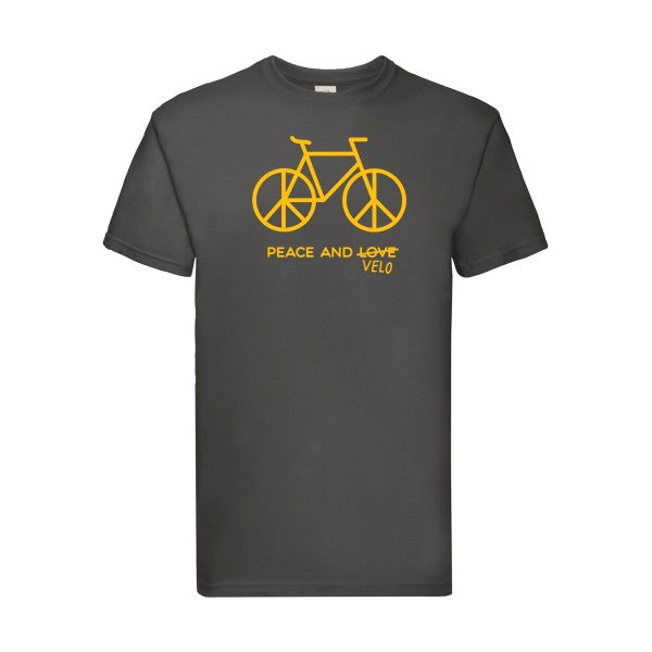 T-shirt|Peace and vélo |flex jaune Or| Fruit of the loom 205 g 