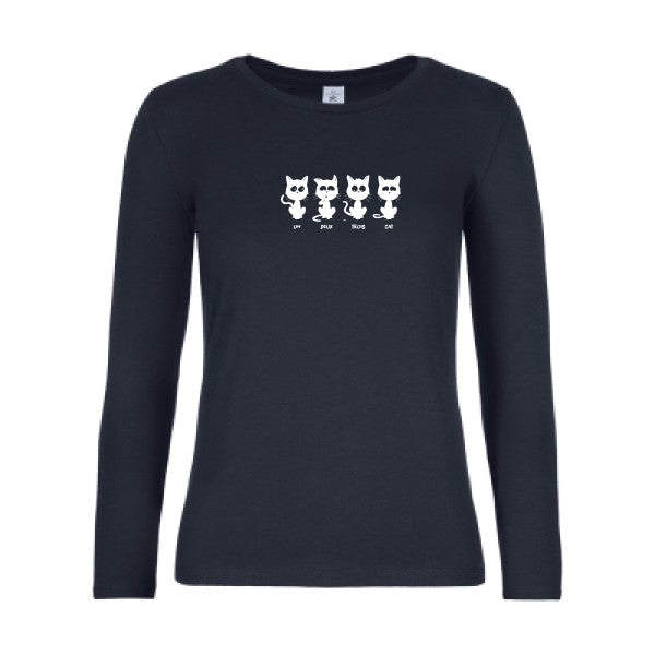 t-shirt lsl femme un-deux-trois-cat Navy flex blanc