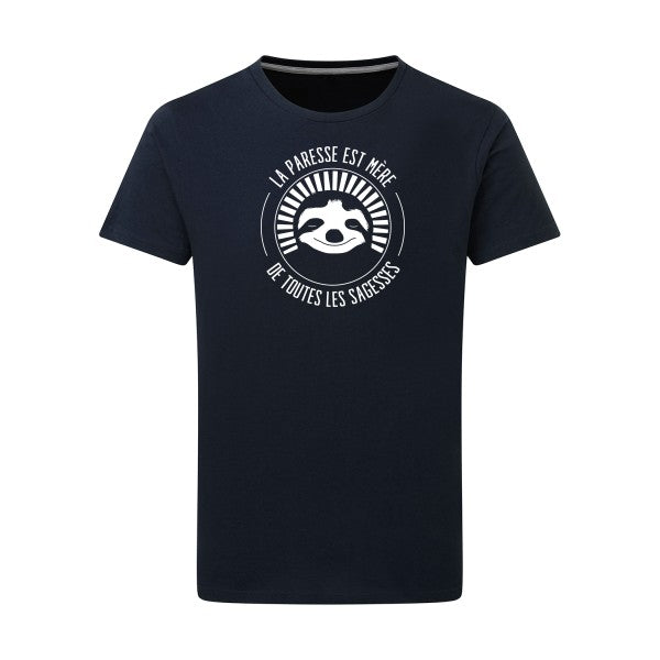 La paresse mère de sagesse Blanc -Flex Blanc sur T-shirt SG  Navy  5XL