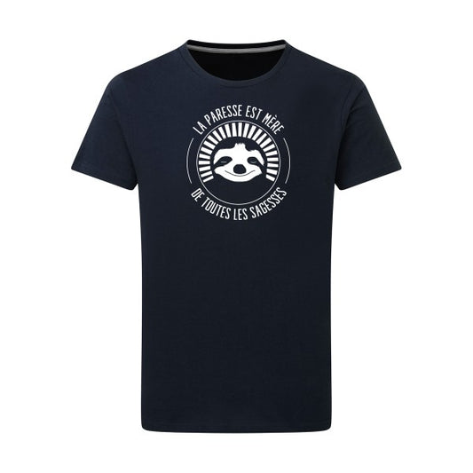 La paresse mère de sagesse Blanc -Flex Blanc sur T-shirt SG  Navy  5XL