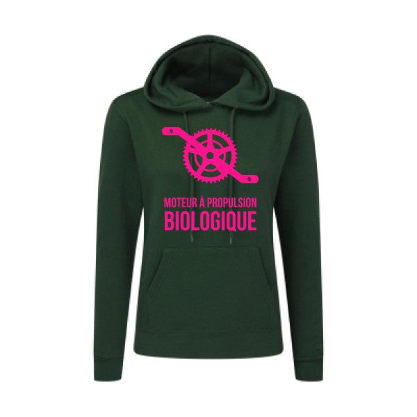 Cyclisme & écologie Rose Fluo |Sweat original à capuche Femme