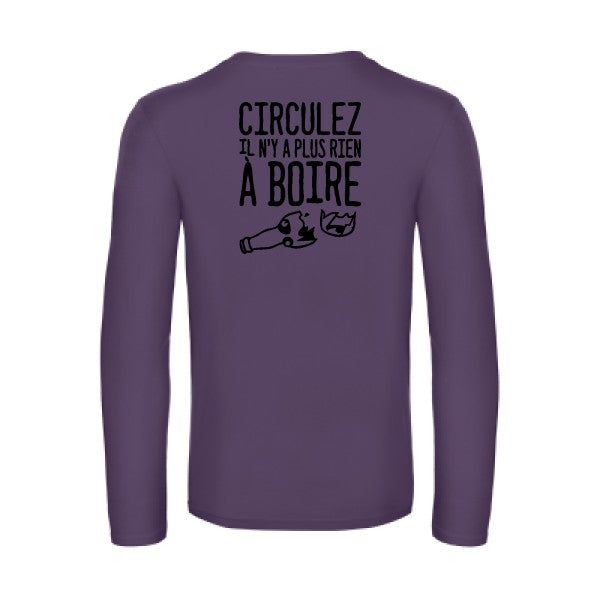 circulez il n y a plus rien a boire - t shirt- manches- longues- original- humour- Urban Purple impression Dos