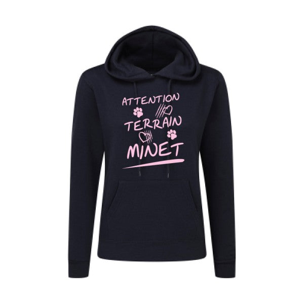 Attention Terrain Minet Rose |Sweat original à capuche Femme