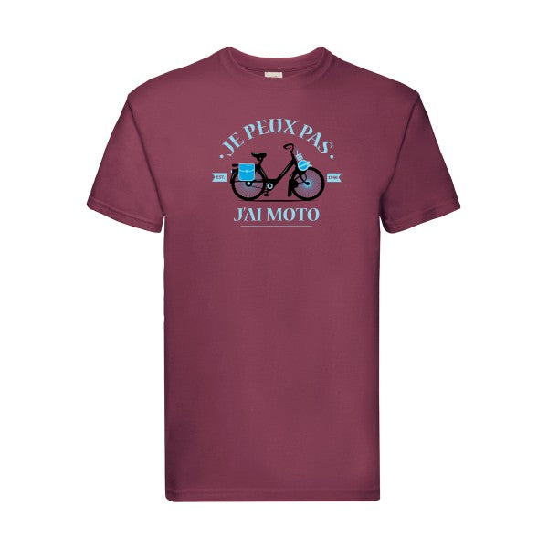 Je peux pas j'ai moto Fruit of the loom 205 g/m² T-shirt/ bordeaux