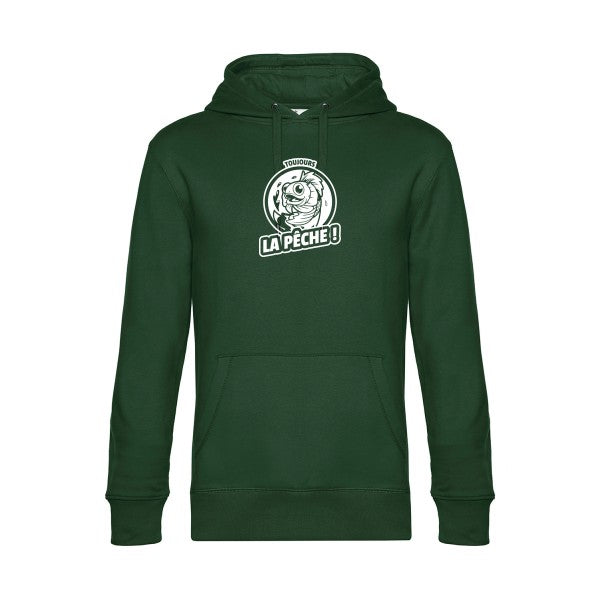 Toujours-la-peche sweat shirt original Bottle Green flex Blanc impression Face