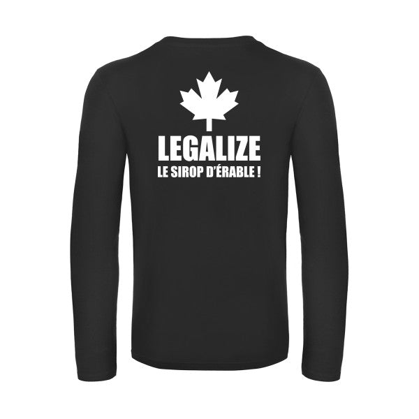 legalize le sirop d erable - t shirt- manches- longues- original- humour- Black impression Dos