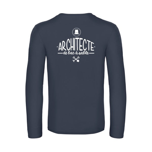 architecte de bac a sable - t shirt- manches- longues- original- humour- Navy impression Dos