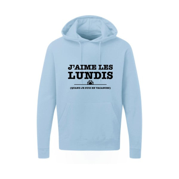 J'aime les lundis quand... Noir |Sweat capuche imprimé homme