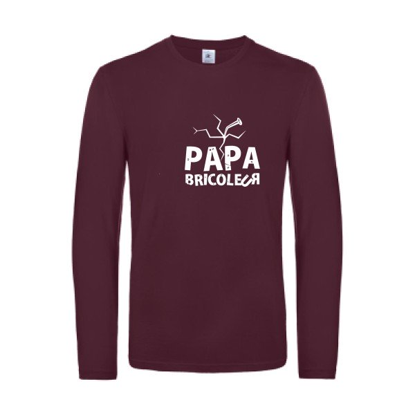 papa bricoleur - t shirt- manches- longues- original- humour- Burgundy impression Face