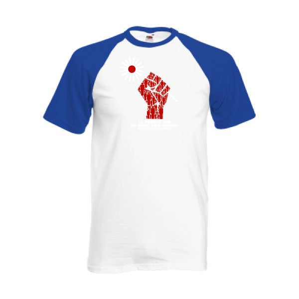 T-shirt fruit of the loom baseball  Resistance Pacifiste  couleur White/Royal