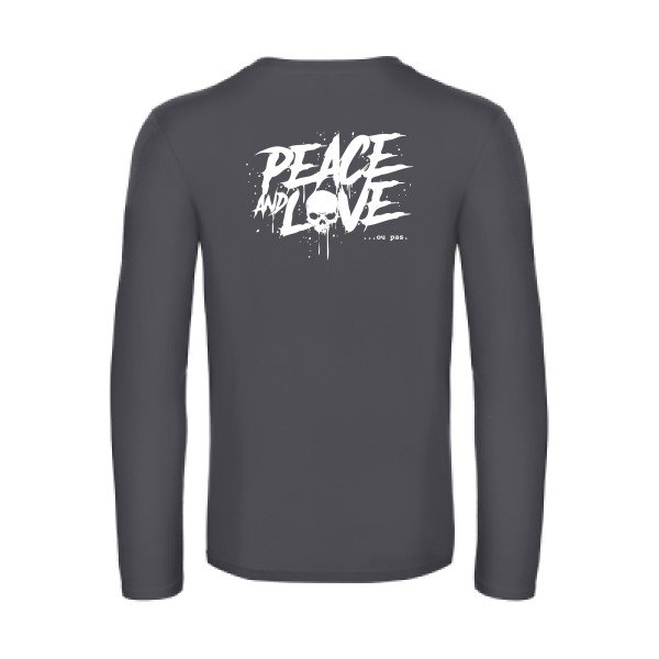 peace or no peace - t shirt- manches- longues- original- humour- Dark Grey impression Dos