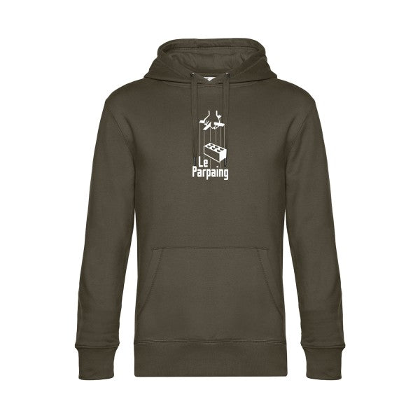 le-parpaing sweat shirt original Khaki flex Blanc impression Face