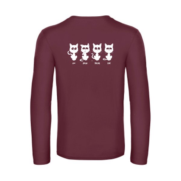 un deux trois cat - t shirt- manches- longues- original- humour- Burgundy impression Dos