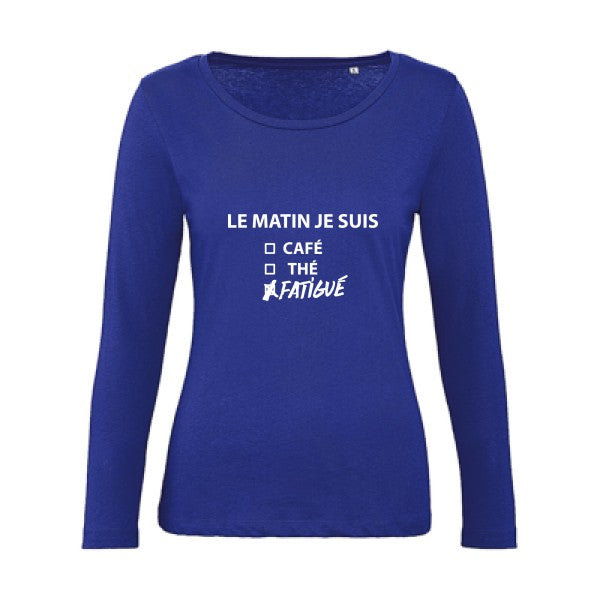 Le matin je suis... Blanc |   T shirt manches longues femme|100% bio