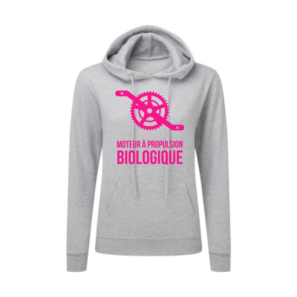 Cyclisme & écologie Rose Fluo |Sweat original à capuche Femme