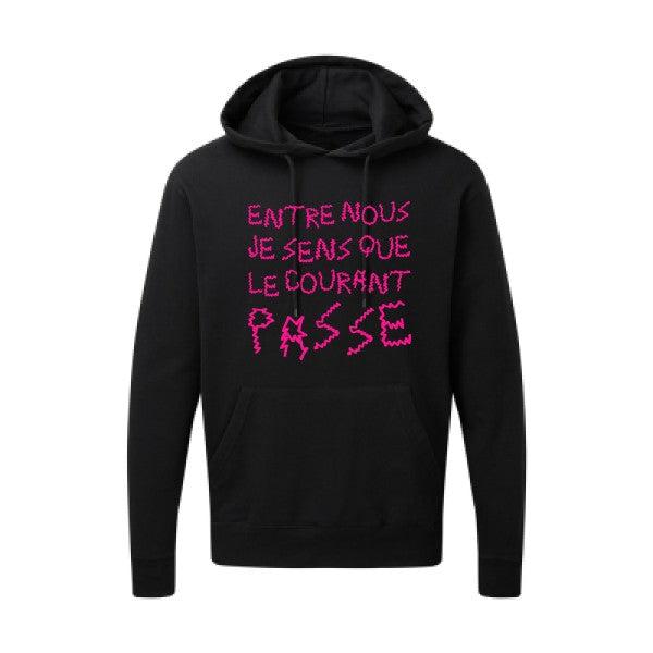 Entre nous, je sens que le courant passe ! |Sweat  capuche humoristique Rose fluo 